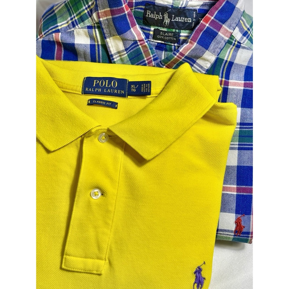 Ralph Lauren Short Sleeve Polo & Blaire Oxford Men's XL Purple Red Pony Logo‎